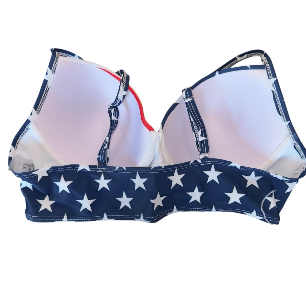 American Flag Star Print Bikini Set Red White Blue Two Piece Size Large - Picture 6 of 10
